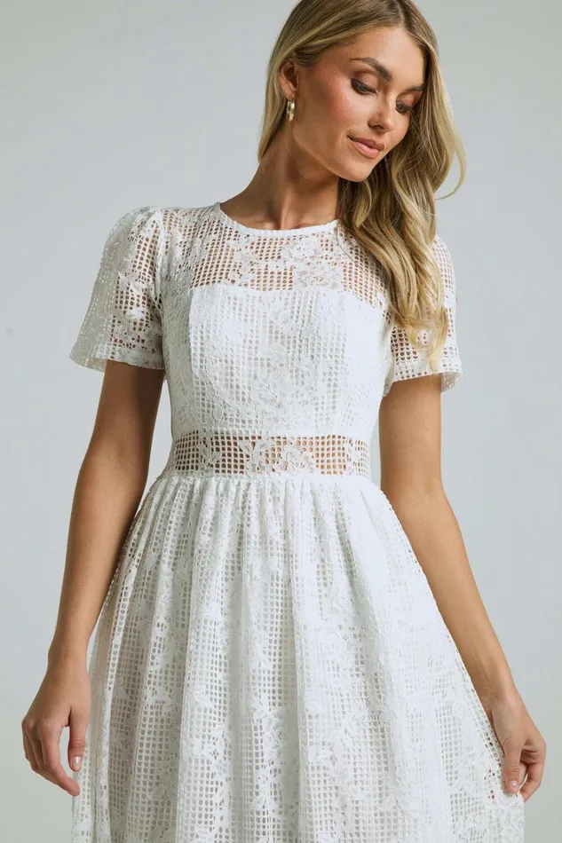 Leon Midi Dress 8211 Short Sleeve Dress In Ivory Women Showpo Dresses