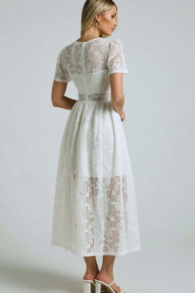 Leon Midi Dress 8211 Short Sleeve Dress In Ivory Women Showpo Dresses