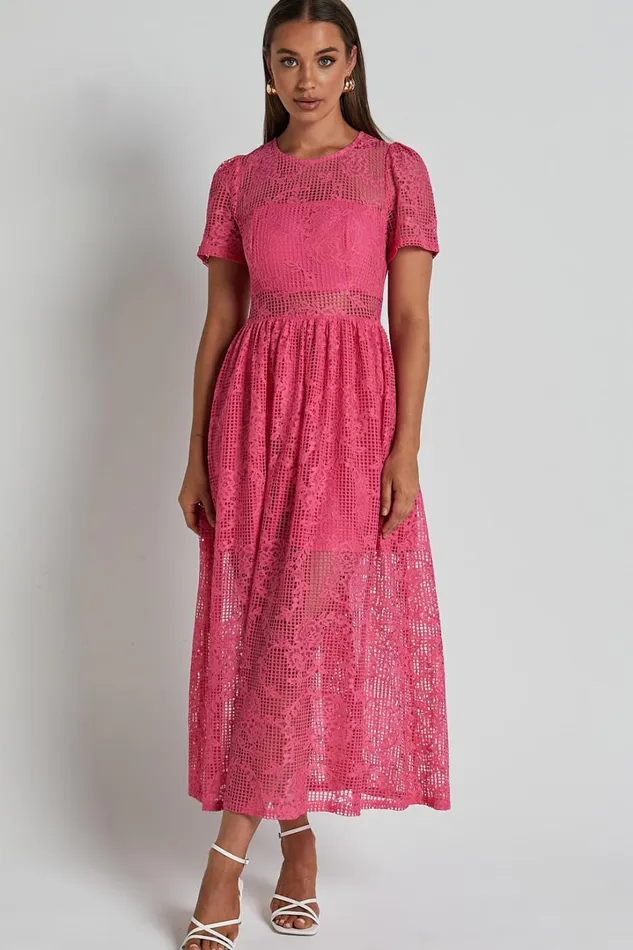 Leon Midi Dress 8211 Short Sleeve Dress In Pink Women Showpo Dresses