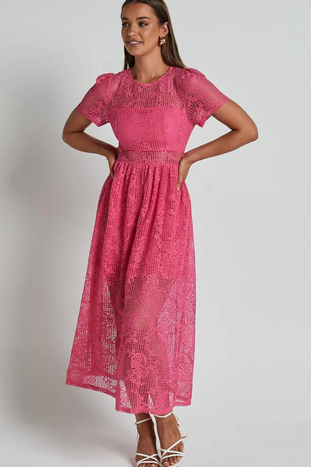 Leon Midi Dress 8211 Short Sleeve Dress In Pink Women Showpo Dresses