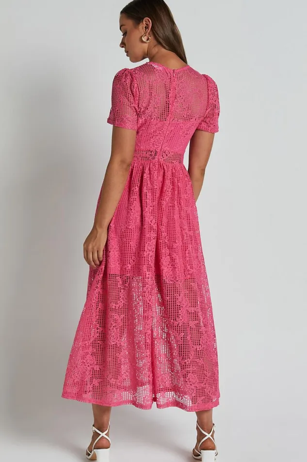 Leon Midi Dress 8211 Short Sleeve Dress In Pink Women Showpo Dresses
