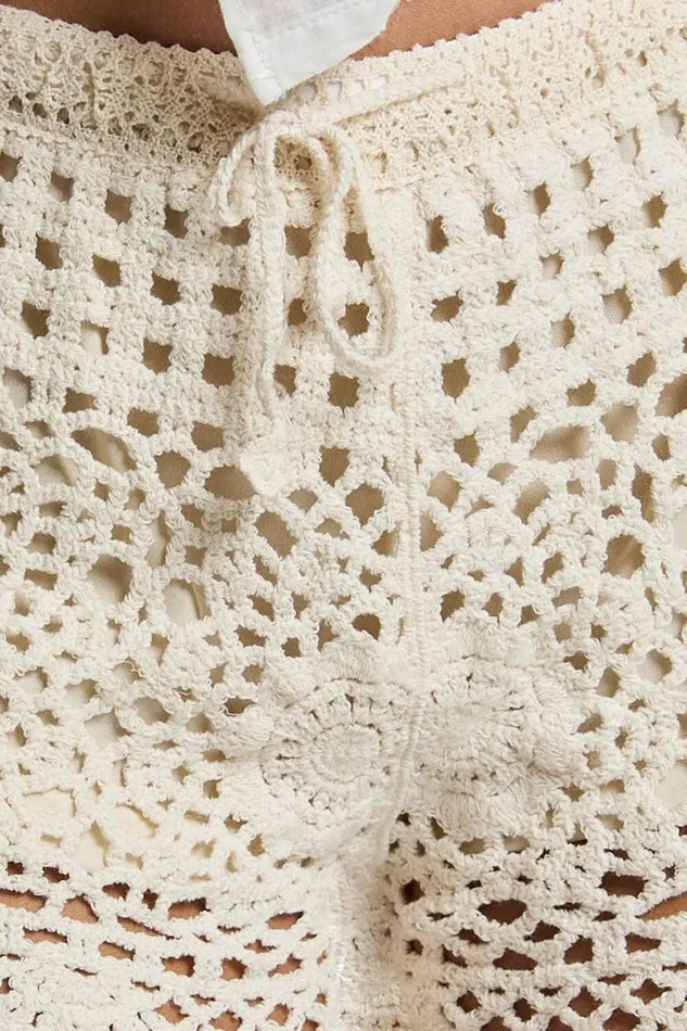Liana Shorts 8211 Crochet Drawstring Relaxed A Line Shorts In Cream Women Showpo Conscious