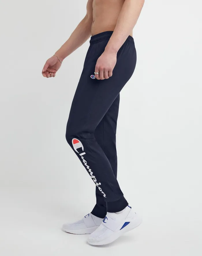 Lightweight Lounge Joggers Script Logo 31034 Navy Men Champion Pants and Joggers