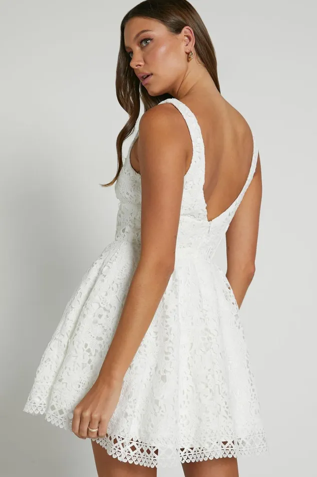 Lilia Mini Dress 8211 Corset Scoop Neck Fit And Flare Dress In White Women Showpo Dresses