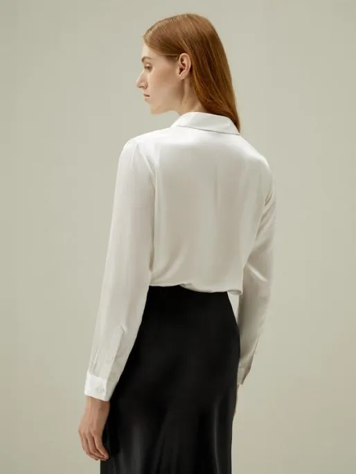 Lilysilk Basic Silk Long Sleeve Shirt WhiteBlackRedGreenPinkPurple Women Blouses Shirts