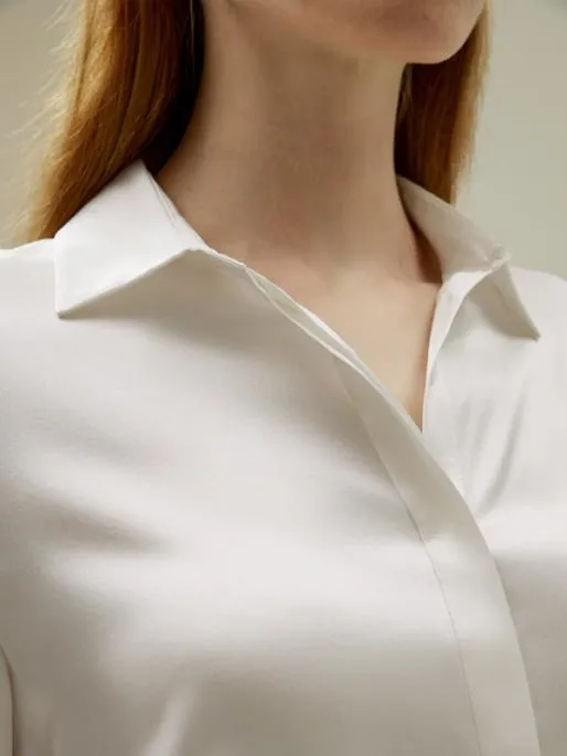 Lilysilk Basic Silk Long Sleeve Shirt WhiteBlackRedGreenPinkPurple Women Blouses Shirts