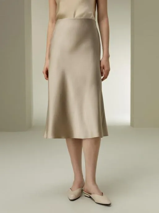 Lilysilk Biascut Silk Midi Skirt Women Bottoms