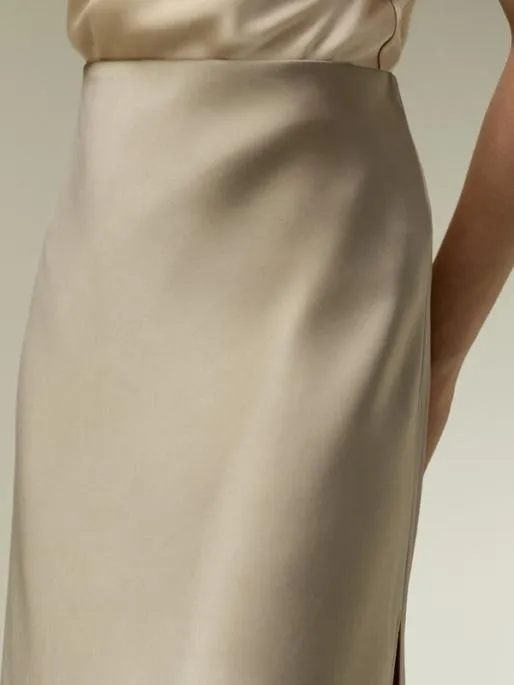 Lilysilk Biascut Silk Midi Skirt Women Bottoms