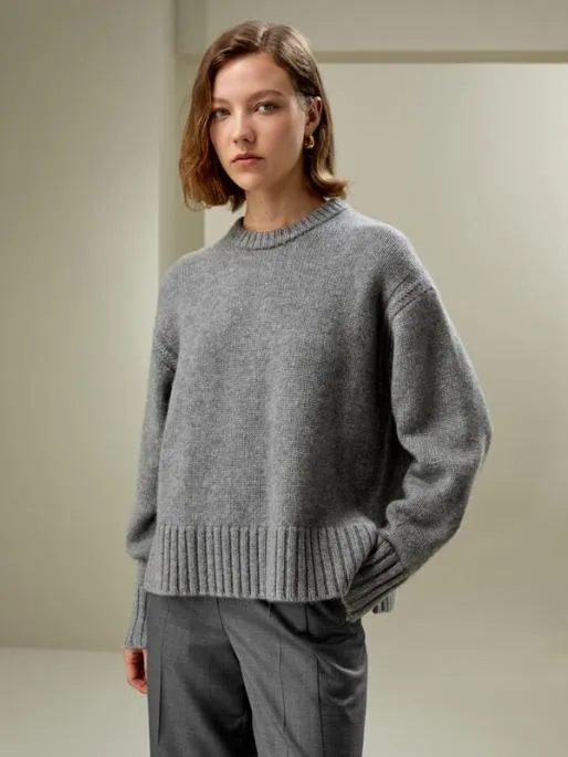 Lilysilk Boxy Fit Crewneck Cashmere Sweater Women Knitwear
