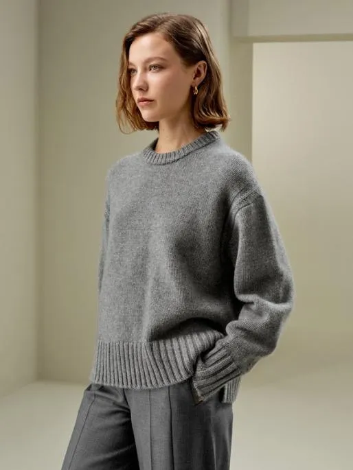 Lilysilk Boxy Fit Crewneck Cashmere Sweater Women Knitwear