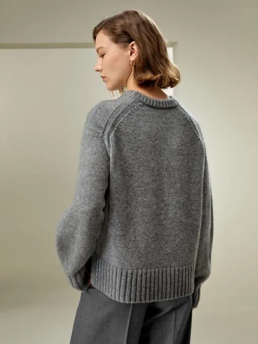 Lilysilk Boxy Fit Crewneck Cashmere Sweater Women Knitwear