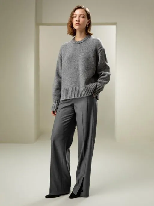 Lilysilk Boxy Fit Crewneck Cashmere Sweater Women Knitwear