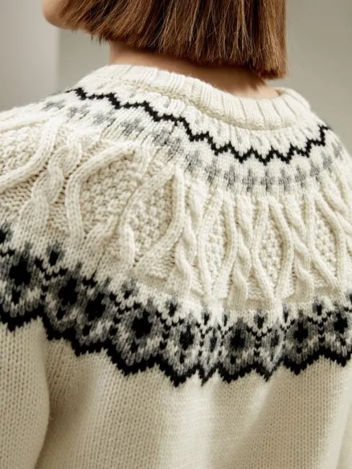Lilysilk Classic Fair Isle Crewneck Sweater Women Knitwear