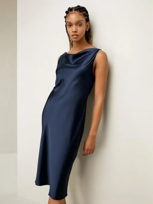 Lilysilk Cowl Neck Midi Silk Dress 8211 Elegant And Luxurious For Work And Party Women Jumpsuits Dresses