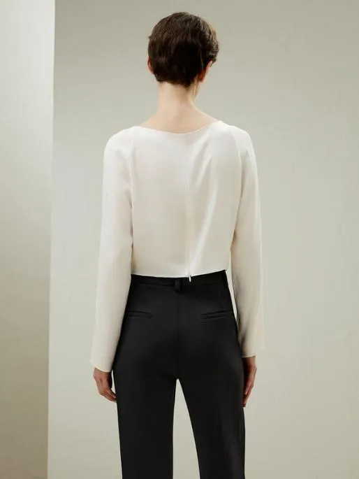 Lilysilk Cropped Pullover Silk Top With Button Detail Women Blouses Shirts