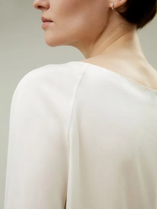 Lilysilk Cropped Pullover Silk Top With Button Detail Women Blouses Shirts