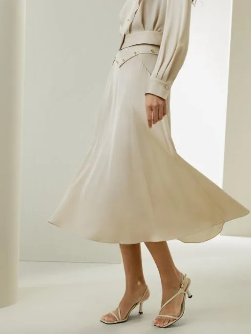 Lilysilk Flowy Aline Midi Skirt With Gridle Women Bottoms