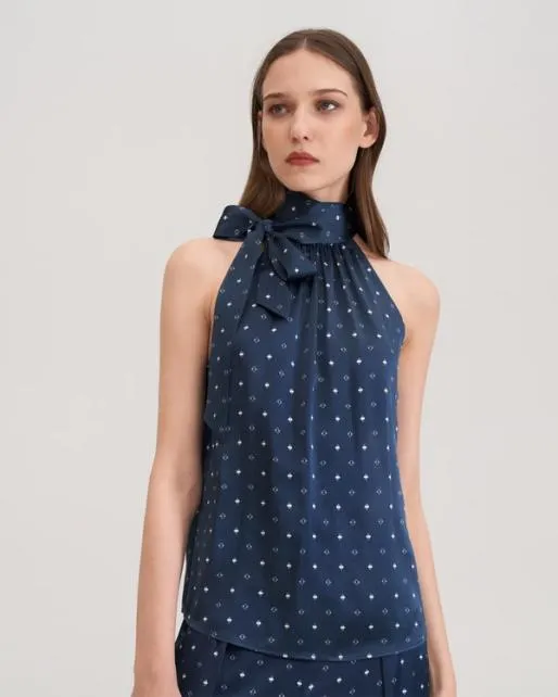 Lilysilk Halter Neck Silk Pine Shirt Women Tops