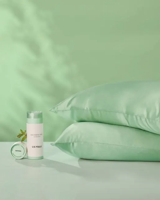 Lilysilk LILYHERB Antibacterial Silk Pillowcase 8211 Natural Green Charmeuse Home Silk Pillowcases