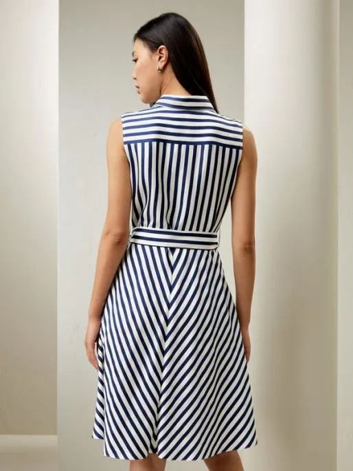Lilysilk Navy Style Striped Silk Shirtdress For Practical And Versatile Style Women Jumpsuits Dresses