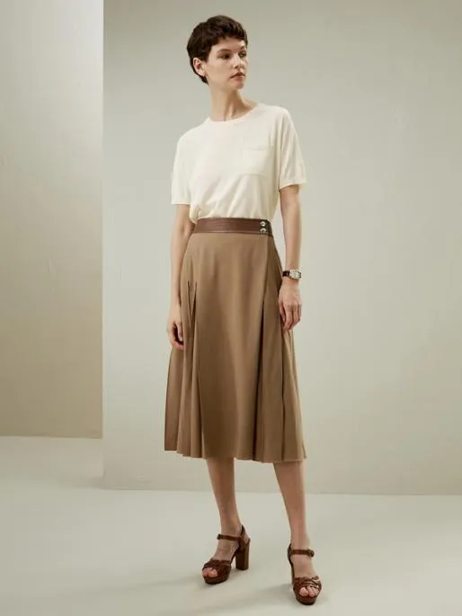 Lilysilk Ortygia Merino Wool Midi Skirt With Silk Chiffon Lining Women Knitwear
