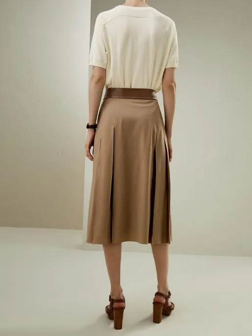 Lilysilk Ortygia Merino Wool Midi Skirt With Silk Chiffon Lining Women Knitwear