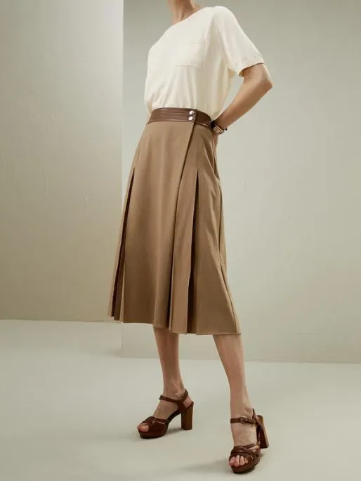 Lilysilk Ortygia Merino Wool Midi Skirt With Silk Chiffon Lining Women Knitwear