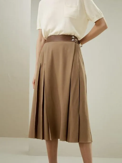 Lilysilk Ortygia Merino Wool Midi Skirt With Silk Chiffon Lining Women Knitwear