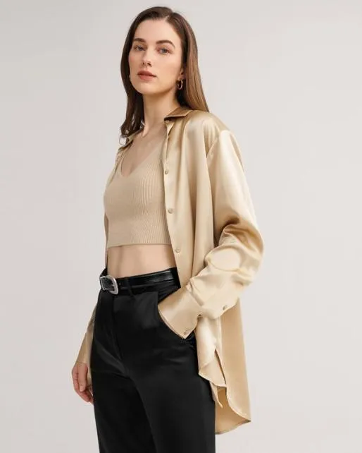 Lilysilk Oversized Silk Shirt For Women 8211 Long Sleeve Women Blouses Shirts