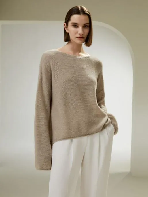 Lilysilk Relaxed Fit DropShoulder Silk Cashmere Blend Sweatshirt Women Knitwear