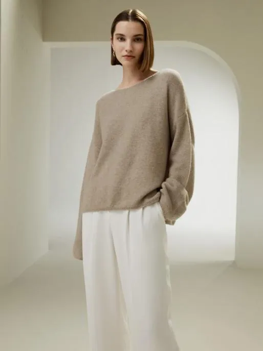 Lilysilk Relaxed Fit DropShoulder Silk Cashmere Blend Sweatshirt Women Knitwear