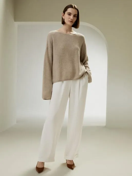 Lilysilk Relaxed Fit DropShoulder Silk Cashmere Blend Sweatshirt Women Knitwear