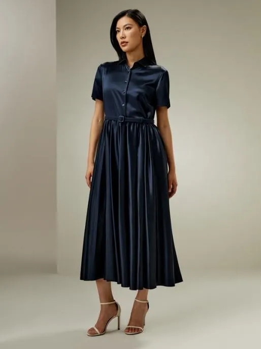 Lilysilk Short Sleeve Silk Shirt Dress With Belt Women Jumpsuits Dresses