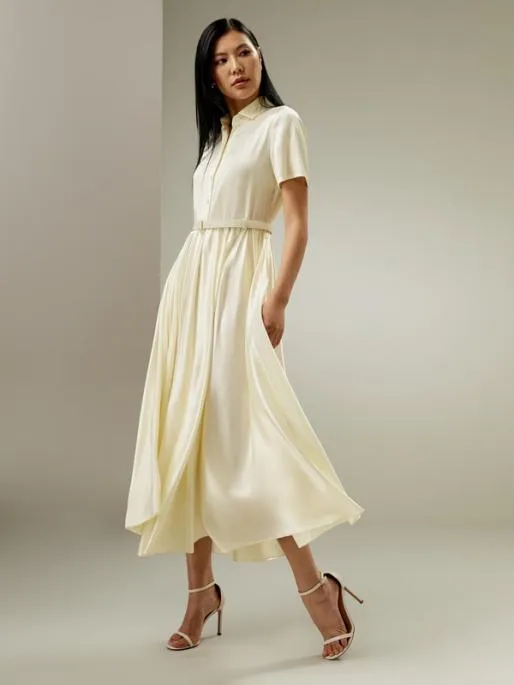 Lilysilk Short Sleeve Silk Shirt Dress With Belt Women Jumpsuits Dresses