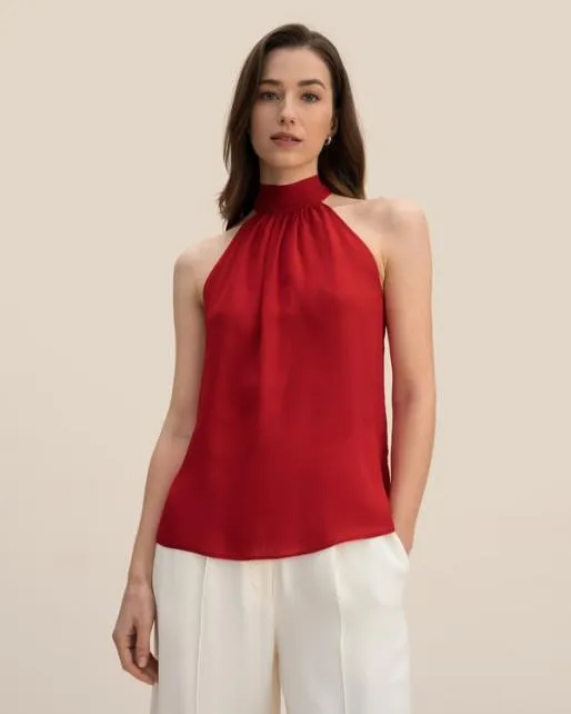 Lilysilk Silk Georgette Halter Neck Top Women Tops
