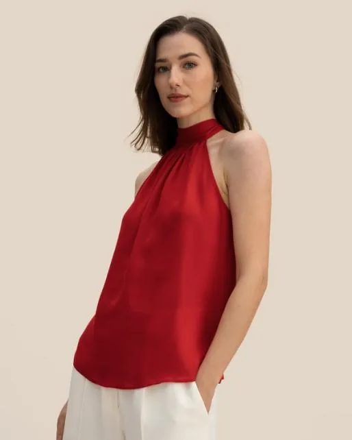 Lilysilk Silk Georgette Halter Neck Top Women Tops