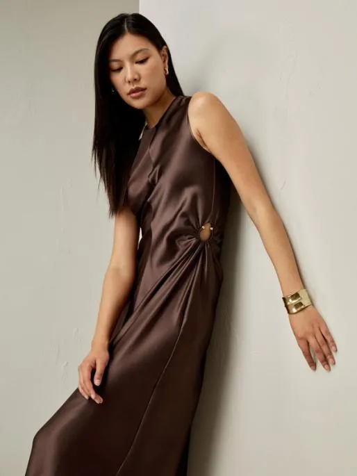 Lilysilk Sleeveless Aline Silk Dress In Chocolate Women Jumpsuits Dresses