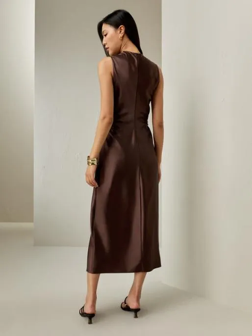 Lilysilk Sleeveless Aline Silk Dress In Chocolate Women Jumpsuits Dresses