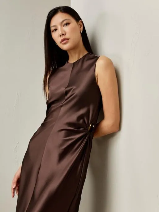 Lilysilk Sleeveless Aline Silk Dress In Chocolate Women Jumpsuits Dresses