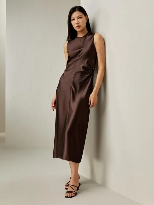 Lilysilk Sleeveless Aline Silk Dress In Chocolate Women Jumpsuits Dresses