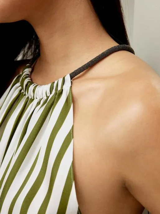 Lilysilk Striped Sleeveless Halter Neck Silk Top Women Tops