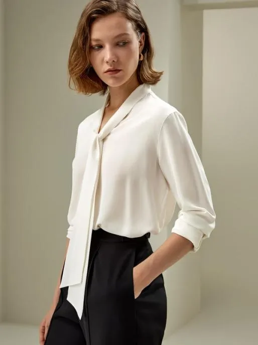 Lilysilk The Elegant Silk Bowtie Blouse Women Blouses Shirts