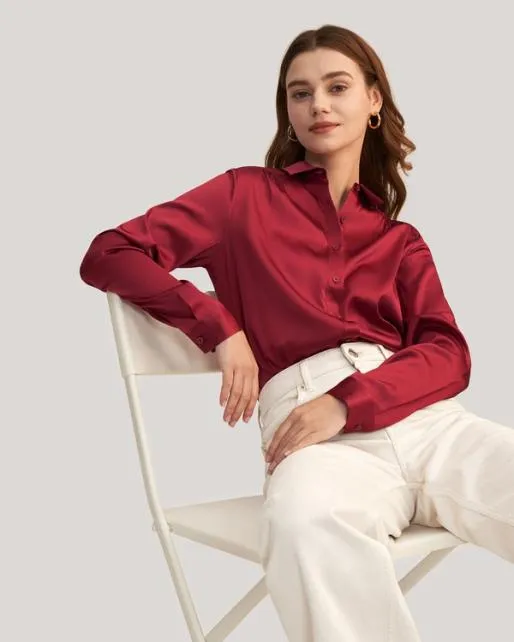 Lilysilk Top Quality Long Sleeves Collared Silk Shirt Women Women Blouses Shirts
