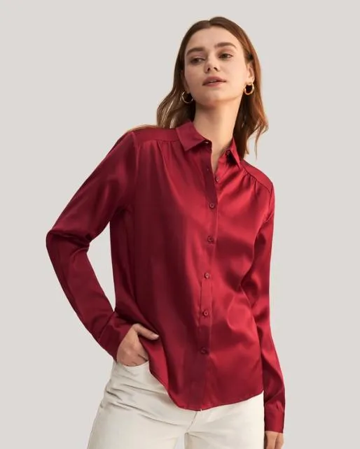 Lilysilk Top Quality Long Sleeves Collared Silk Shirt Women Women Blouses Shirts