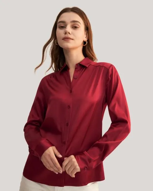 Lilysilk Top Quality Long Sleeves Collared Silk Shirt Women Women Blouses Shirts