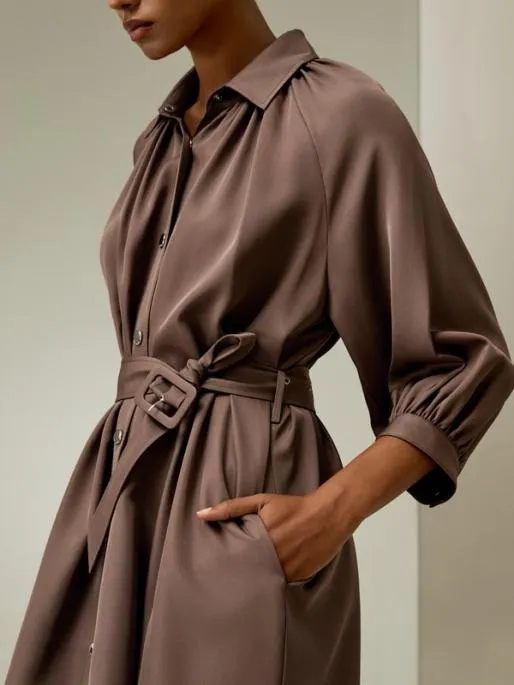 Lilysilk Windbreaker Silk Dress With Detachable Belt Women Jumpsuits Knitwear