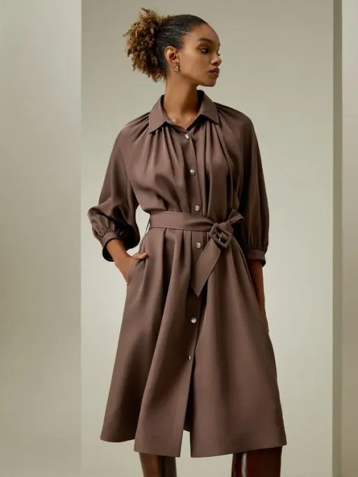 Lilysilk Windbreaker Silk Dress With Detachable Belt Women Jumpsuits Knitwear