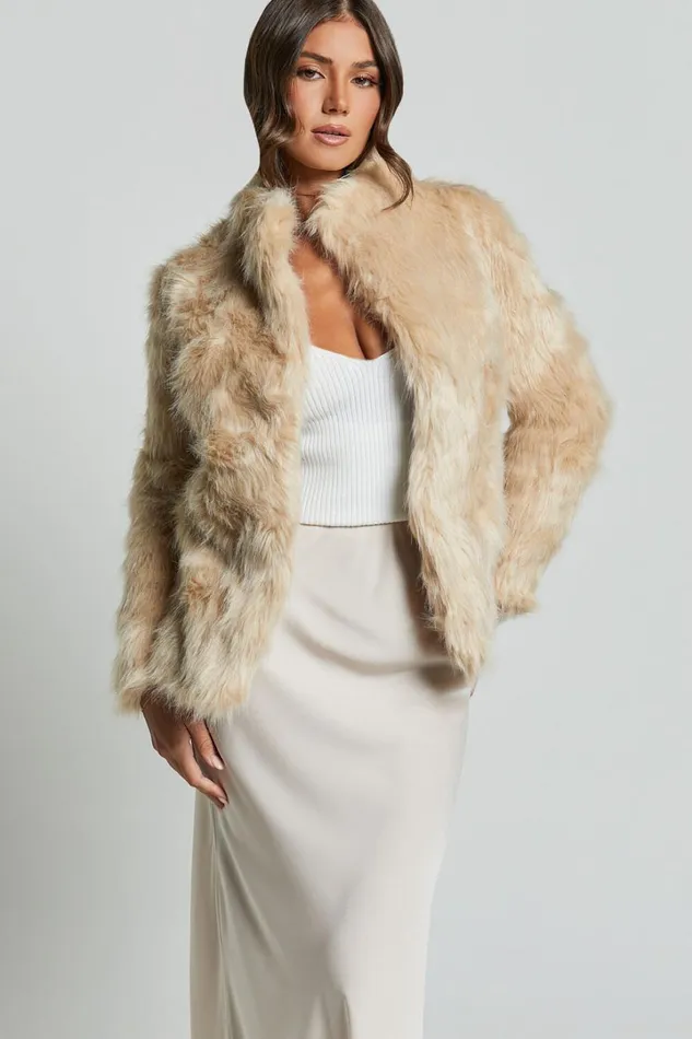 Lioness 8211 Bada Bing Faux Fur In Beige Women Showpo Jackets and Coats