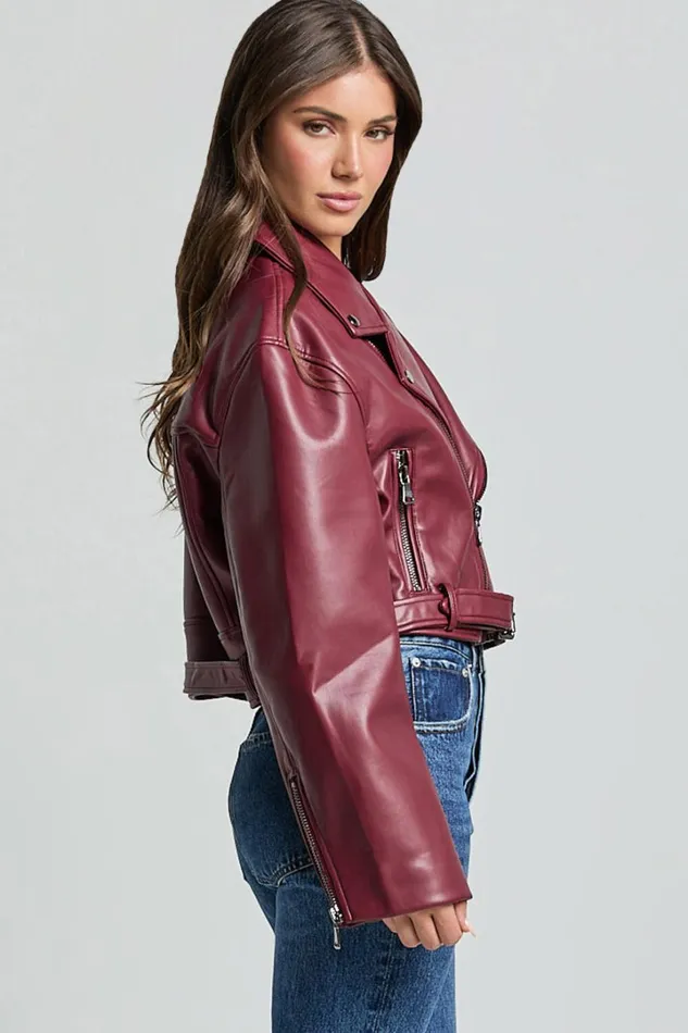 Lioness 8211 Staten Island PU Jacket In Mulberry Women Showpo Jackets and Coats