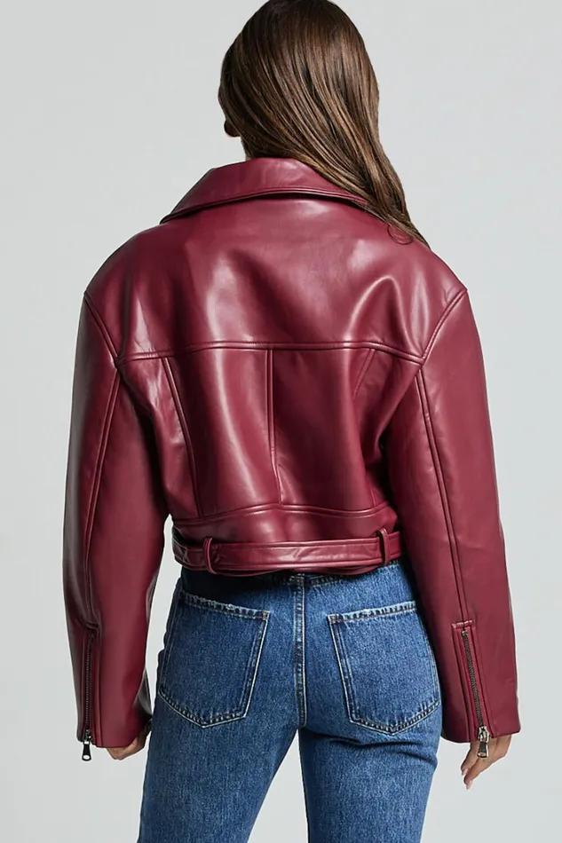 Lioness 8211 Staten Island PU Jacket In Mulberry Women Showpo Jackets and Coats